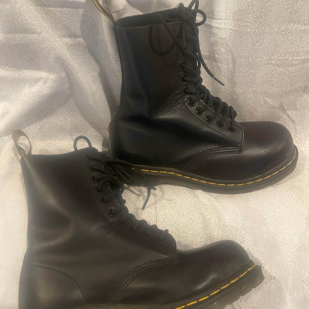 Boots Black Leather Combat Boots